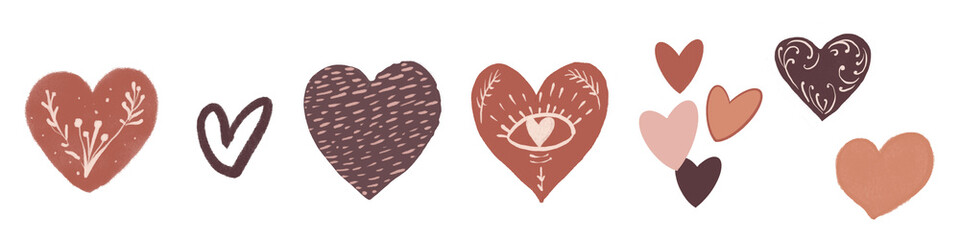 Boho Valentine Day set consists of six gnomes with hearts, air balloons, letter, a wooden sign