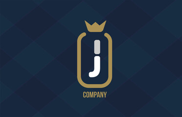 J king crown alphabet letter logo for corporate and company. Blue white design. Can be used as an icon for a luxury brand