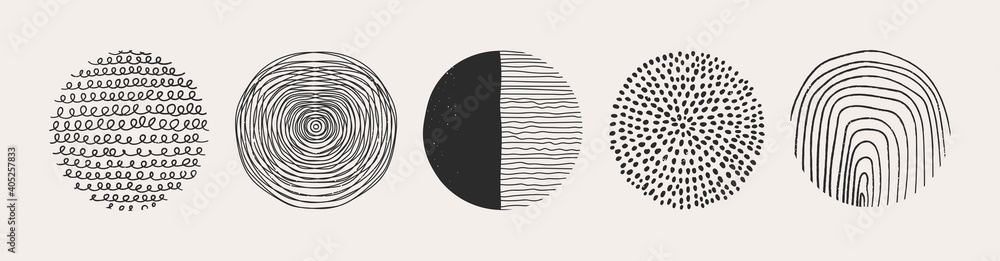 Canvas Prints set of round abstract colorful backgrounds or patterns. hand drawn doodle shapes. spots, drops, curv