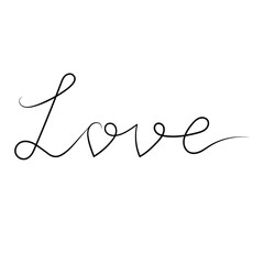 Love vector lettering. Lettering vector illustration for poster, card, banner valentine day, wedding. Hand drawn word - love with doodle heart. Print for tee, t-shirt.