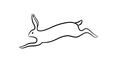 Bunny rabbit icon. Line art vector illustration.