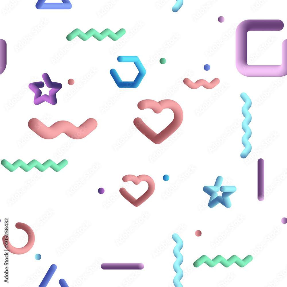 Poster 3d shapes. different geometric shapes in 3d design. liquid geometric shape with color. background se