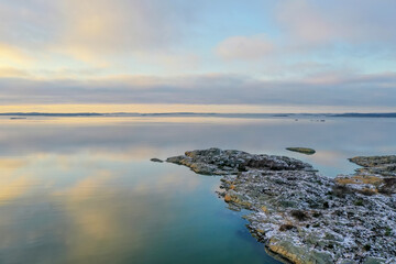 Sea landscape in winter drone photo