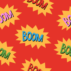 Comic book explosion seamless pattern, vector illustration 