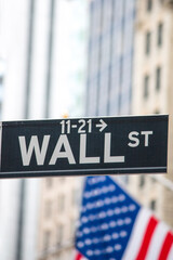 Wall Street street sign New York USA