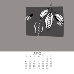 Calendar for the month with floral ornaments 2021