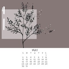 Calendar for the month with floral ornaments 2021
