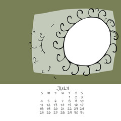 Calendar for the month with floral ornaments 2021
