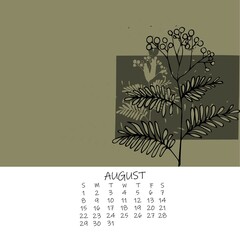 Calendar for the month with floral ornaments 2021