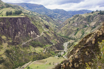 Beautiful cultivated valley in the Rio Toachi Canyon along the Quilotoa Loop Trek, Quilotoa, Ecuador