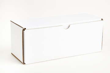 Closed White Rectangular Cardboard Packaging Box