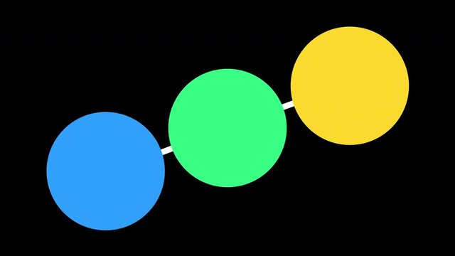 Four Circle Ball Diagram with Line Connector Animation on Black Background