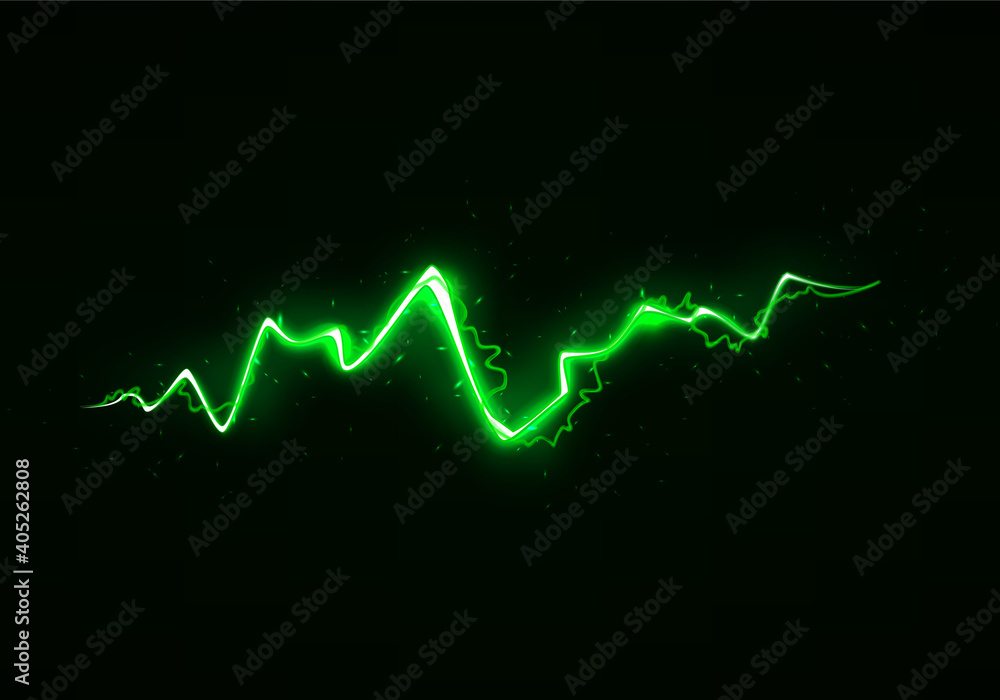 Aufkleber vector illustration of abstract green lightning on black background. blitz lightning thunder light s