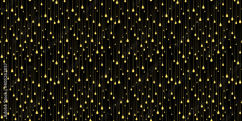 Poster abstract seamless pattern with golden drops. vector monochrome minimalist illustration of gold drops
