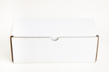 Closed White Rectangular Cardboard Packaging Box