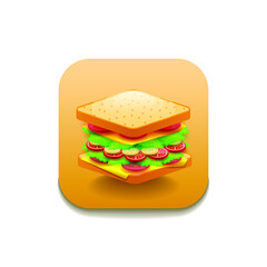 Sandwich Chicken Fries Fast Food Logo Vector Symbol Icon Design Style