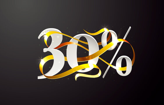Ribbon off 30 sale discount, limited offer. Vector