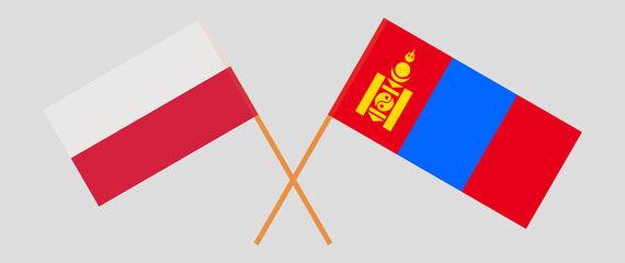 Crossed flags of Poland and Mongolia