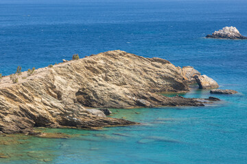 View of the coast of the island of Folegandros, Greece.