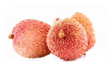 fresh lychees on a white background