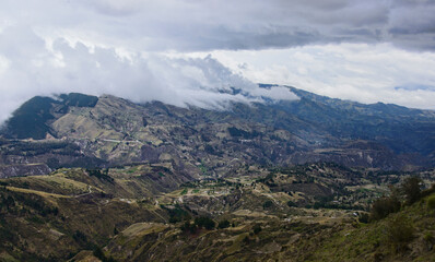 Beautiful cultivated valley in the Rio Toachi Canyon along the Quilotoa Loop Trek, Quilotoa, Ecuador