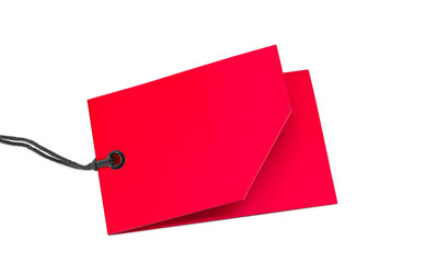 rotes Label klappbar auf weiß isoliert