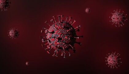 3D rendering of the Coronavirus. Medical concept of outbreak of life-threatening Covid-19 virus.