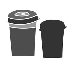 Isolated vector black and white illustration design of lined ornamental coffee latte cups