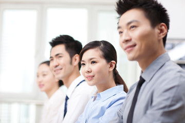 Fototapeta premium Group of business people sitting at conference table 