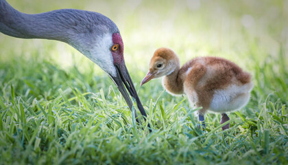 Mother and baby Sandhill Crane.