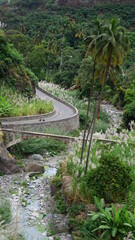 the view of the street Estrada para o interior do Paul, on the island Santo Antao, Cabo Verde, in the month of December