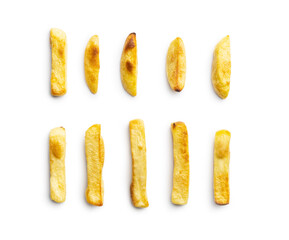 Big french fries. Fried potato chips.