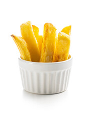 Big french fries. Fried potato chips.