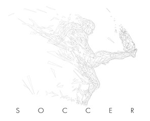 Football concept. Low-poly football player which consists of dynamic lines and polygons.