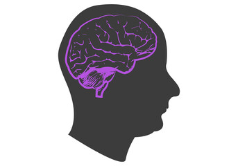 Icono negro con cerebro morado por la epilepsia.