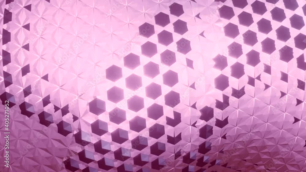 Poster pink infinite loop simple background animation ,diamond abstract holographic shape .