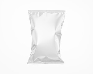 White Glossy Snack Package Mockup - Isolated on White, Front View