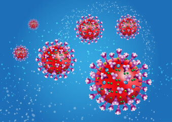 Illustration of coronavirus on blue background