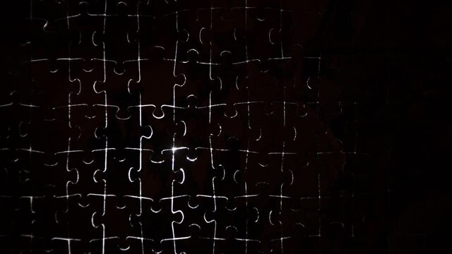 puzzle piece outline silhouette light movement puzzling situation moving piece glow abstract multiple pieces 