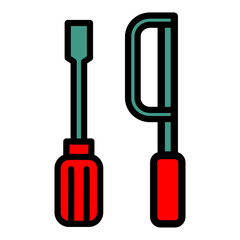 tools saw screwdriver vector icon