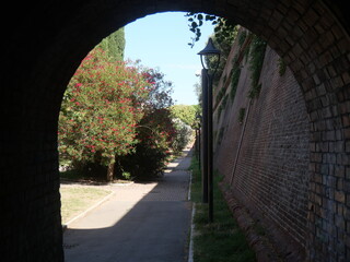 Panorama of the Walls from the rear of the gateway of Cassero del Sale in Piazza D'armi of Grosseto