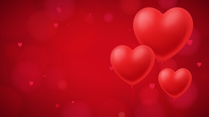Fototapeta na wymiar Festive vector background with realistic red heart balloons. Valentine's Day concept with place for text perfect for greeting cards, posters, banners and wedding invitations