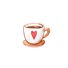cup of coffee or hot chocolate with heart