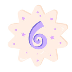 Colorful cartoon numbers for kids, birthday card template. Vector illustration