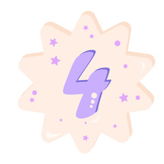 Colorful cartoon numbers for kids, birthday card template. Vector illustration