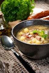 Sour soup in bowl.