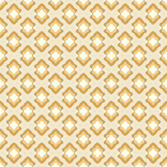 Rhombuses, seamless geometric print, yellow and beige shades, silver gradient contour, light beige background.