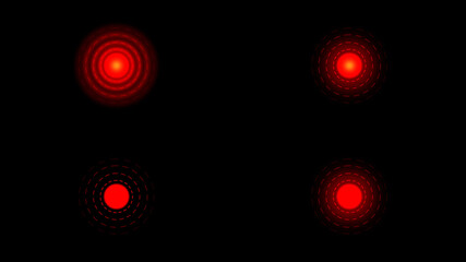 Pain localization mark, set of abstract symbols of pain. Red circles for marking human pain.