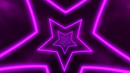 Obraz premium Abstract digital background with neon purple stars. Abstract tunnel, portal.