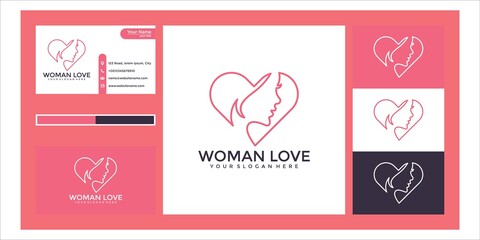 woman love beauty logo design and business card